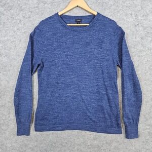 J Crew Men's Heathered Blue Crewneck Sweater Size S Lightweight 100% Cotton Soft